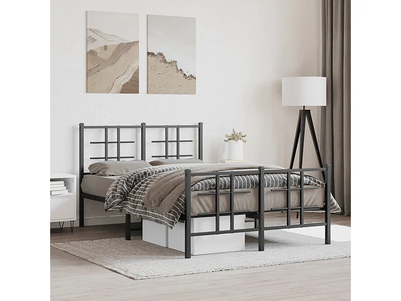 Estructura cama sin colchón con estribo metal negro 120x200 cm