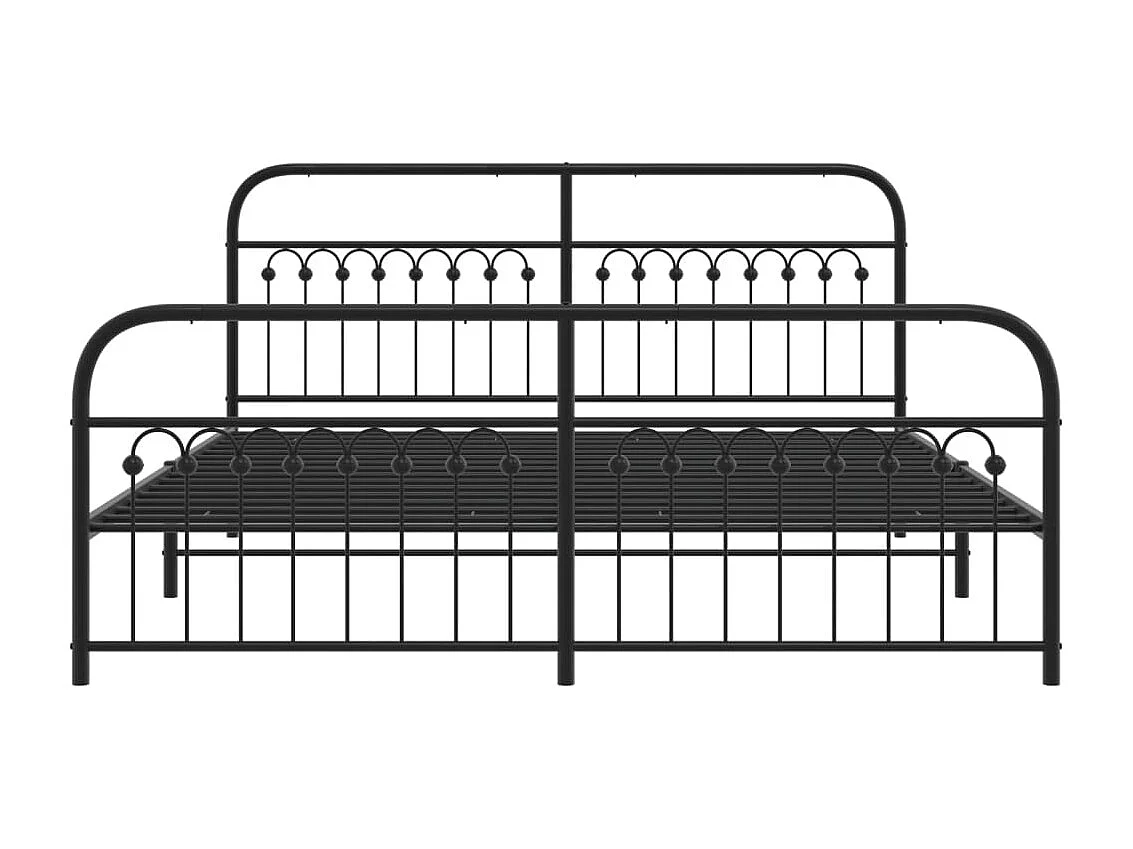 Cadre de lit métal sans matelas avec pied de lit noir 183x213cm