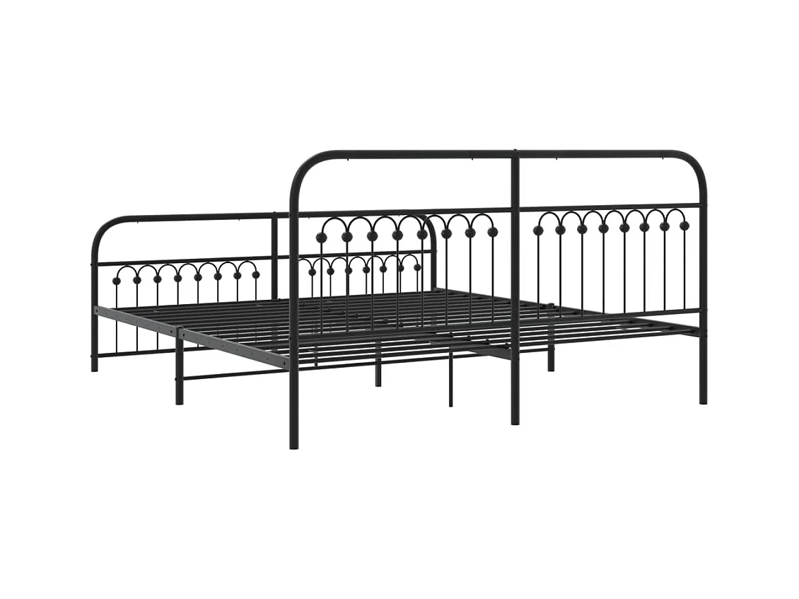 Bedframe met hoofd- en voeteneinde metaal zwart 183x213 cm