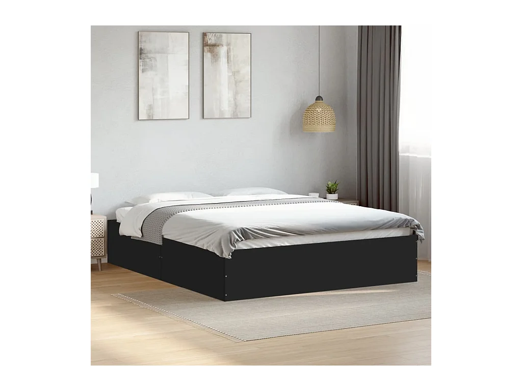 Bedframe bewerkt hout zwart 160x200 cm