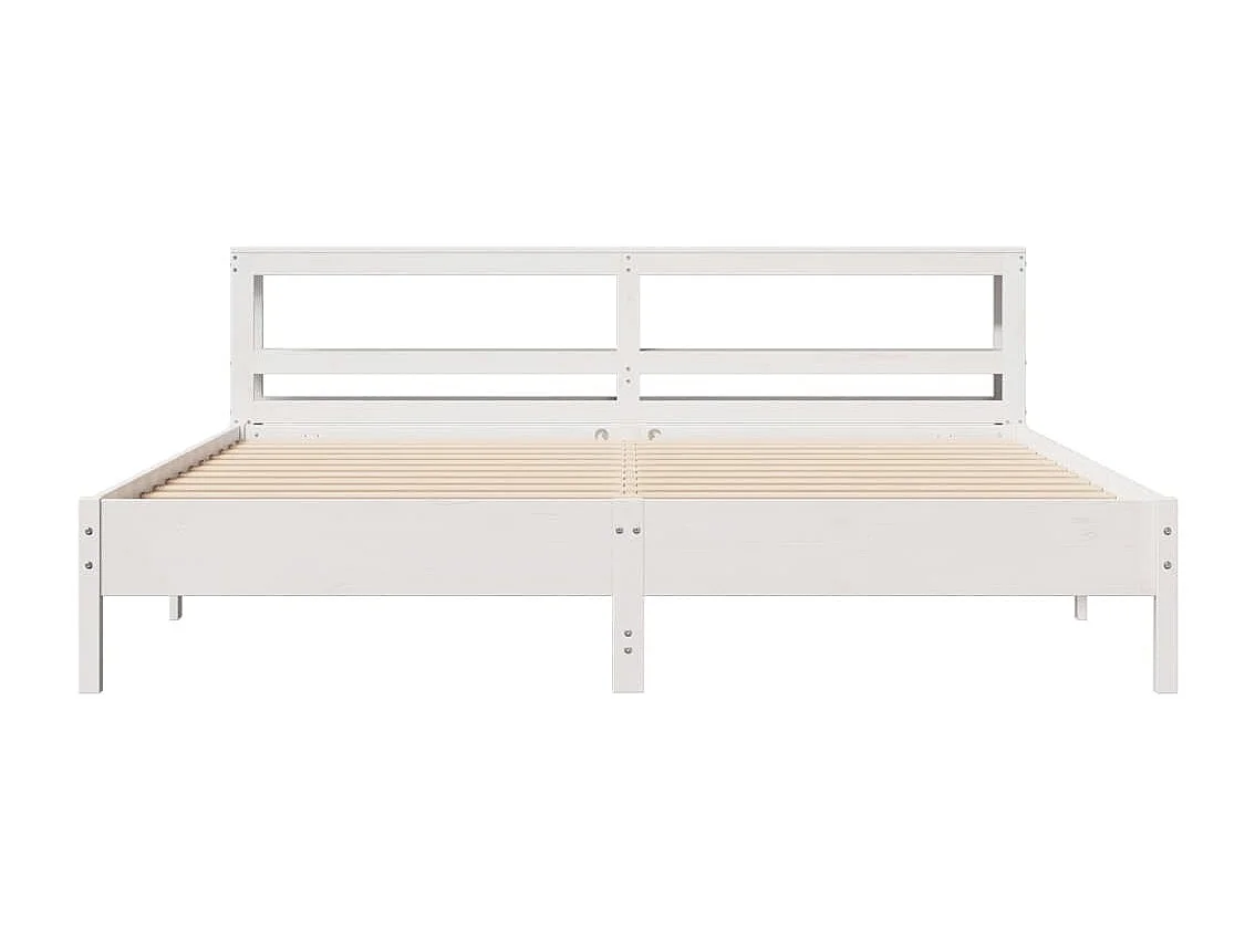 Cadre de lit sans matelas blanc 200x200 cm bois massif de pin