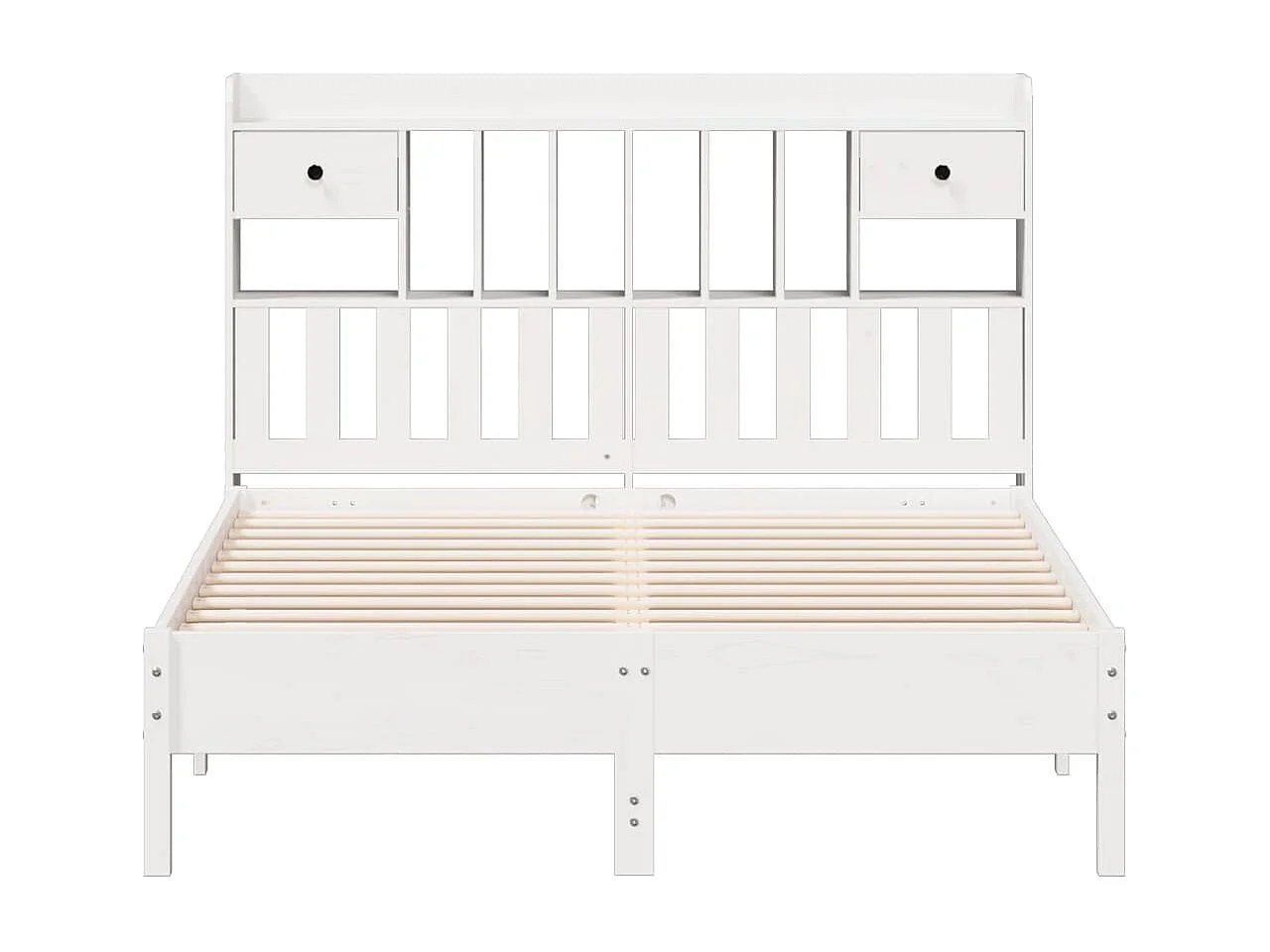 Lit bibliothèque sans matelas blanc 150x200 cm bois pin massif
