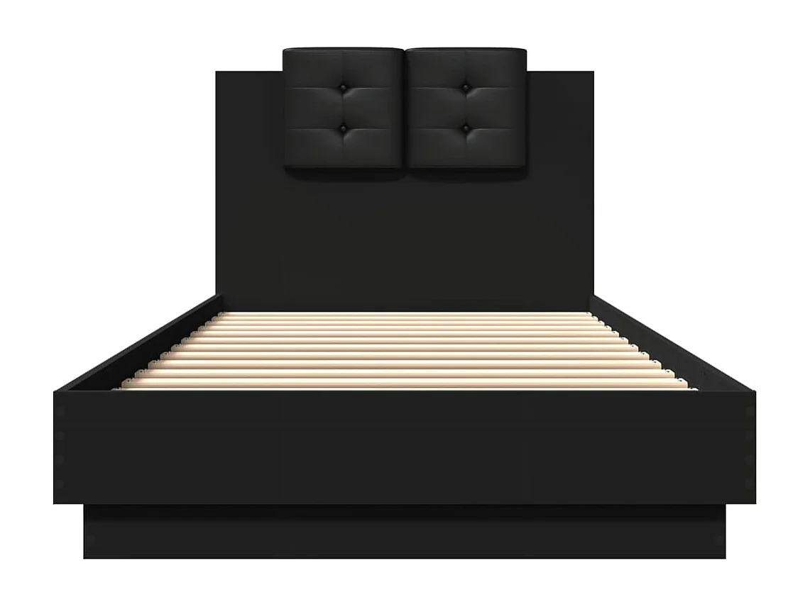 Giroletto con Testiera Nero 90x200 cm in Legno Multistrato