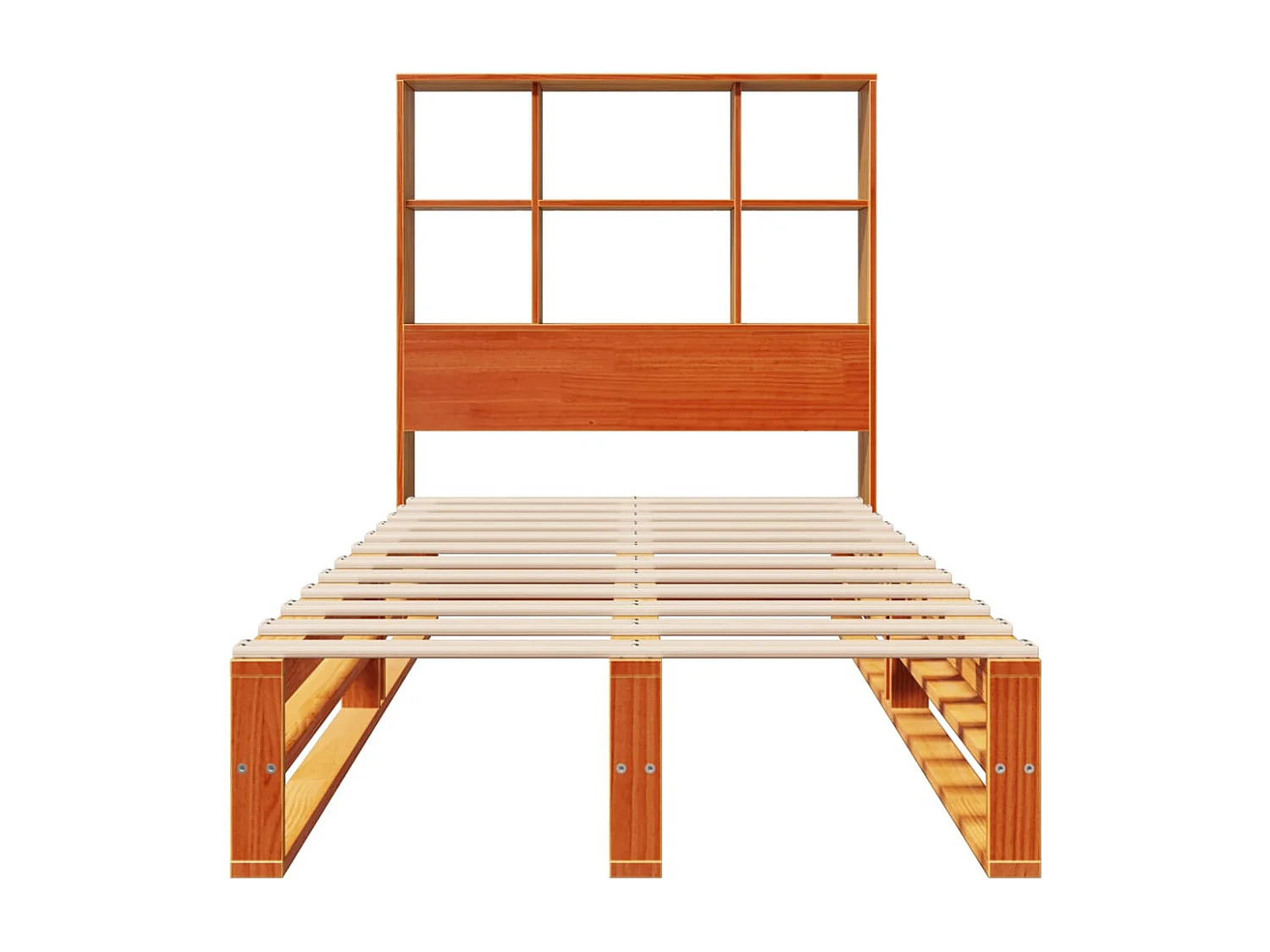 Lit bibliothèque sans matelas cire marron 75x190 cm bois massif