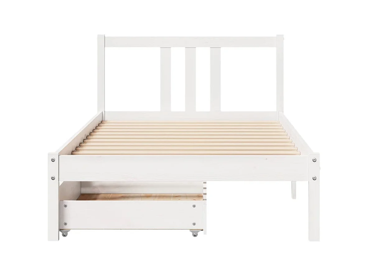 Cadre de lit sans matelas blanc 90x200 cm bois de pin massif