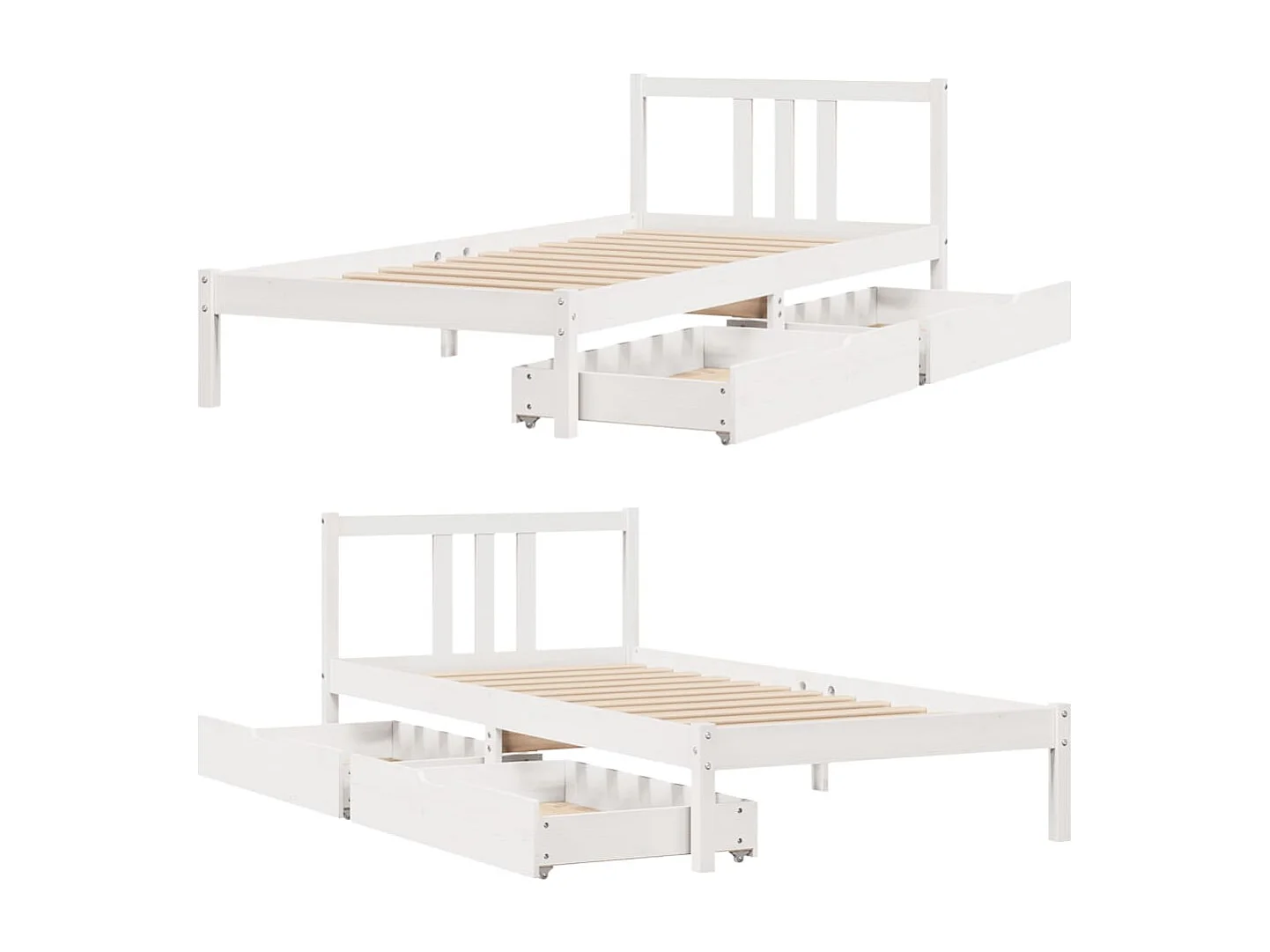 Cadre de lit sans matelas blanc 90x200 cm bois de pin massif