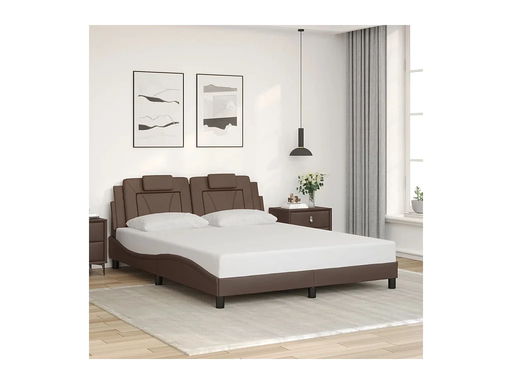 Cadre de lit sans matelas marron 160x200 cm similicuir