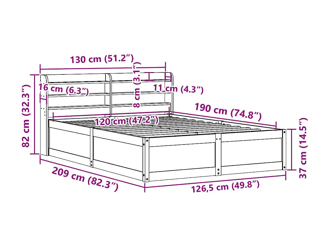 Cadre de lit sans matelas gris foncé 160x200 cm tissu