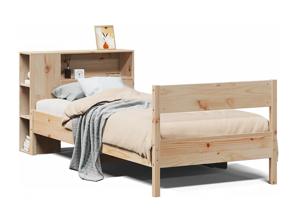 Lit bibliothèque sans matelas 90x190 cm bois de pin massif