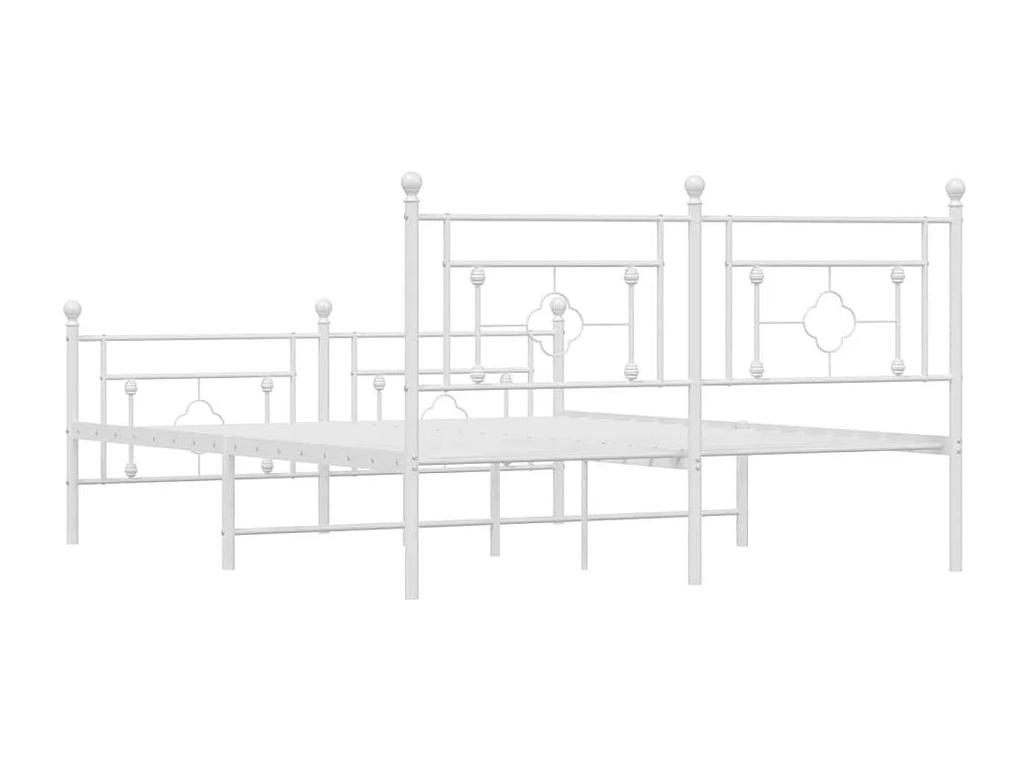 Estrutura de cama com cabeceira e pés 160x200 cm metal branco