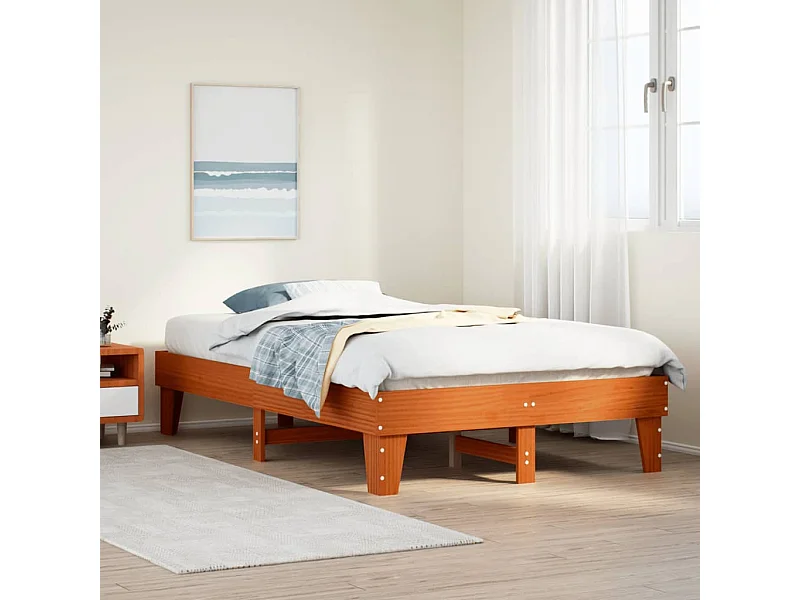 Letto senza Materasso Marrone Cera 120x190 cm in Legno di Pino