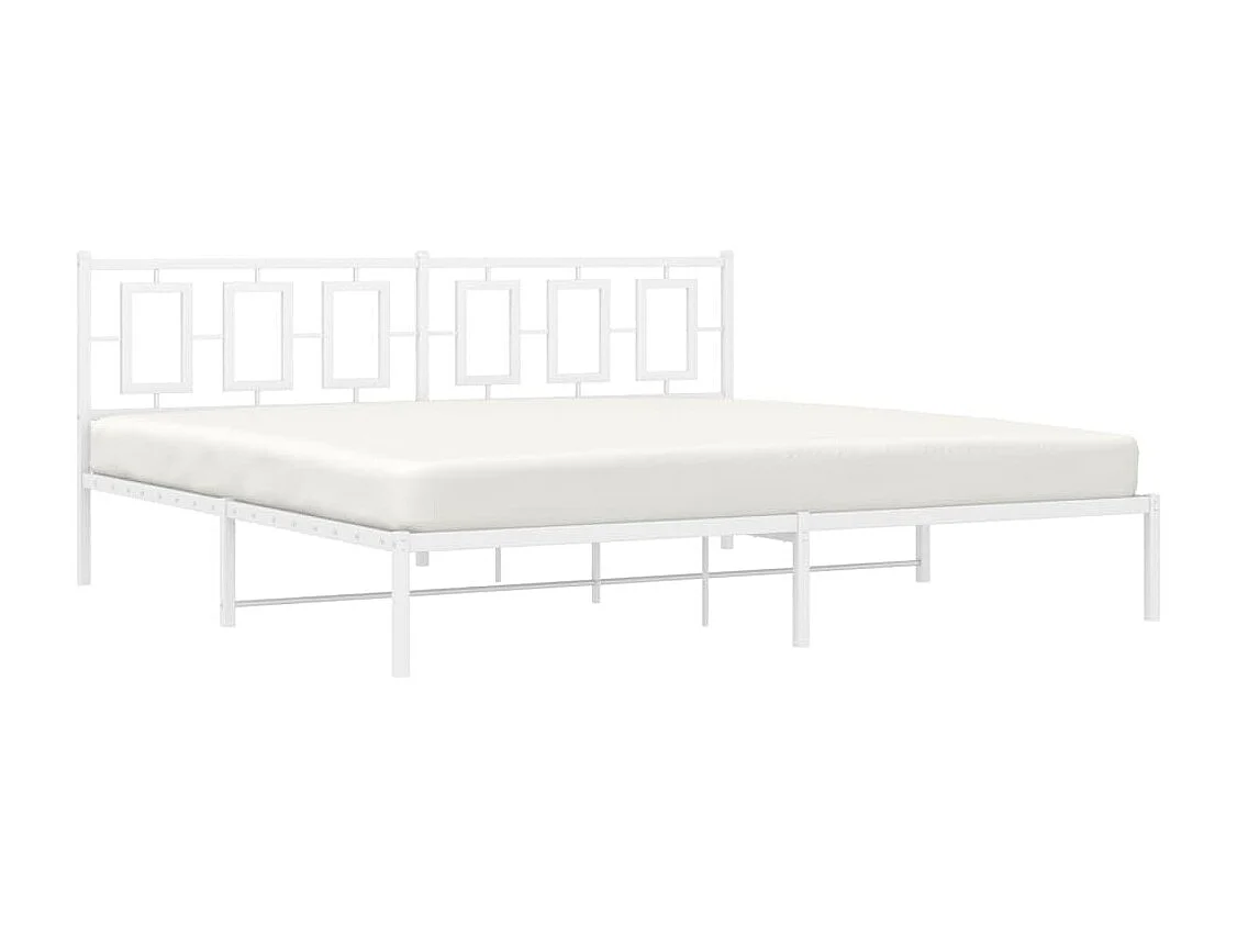 Bettgestell mit Kopfteil Metall Weiß 193x203 cm