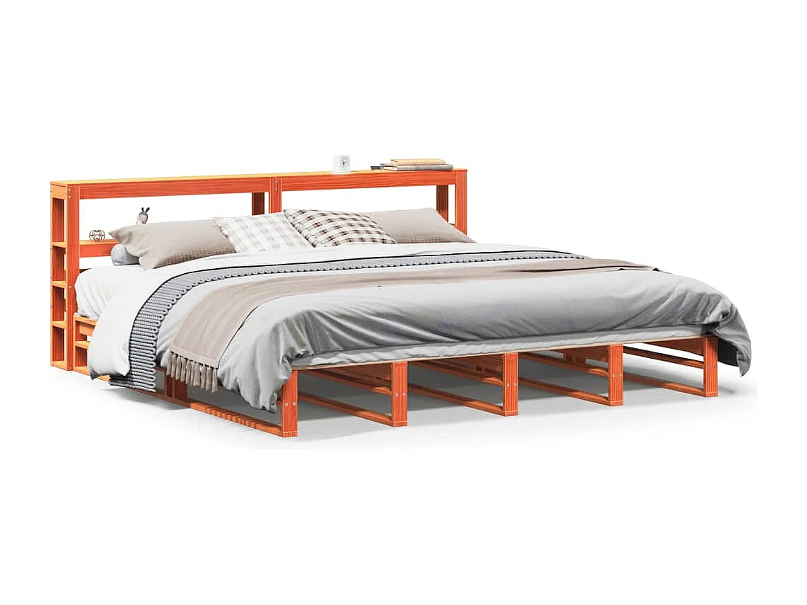Cadre de lit sans matelas cire marron 180x200cm bois pin massif
