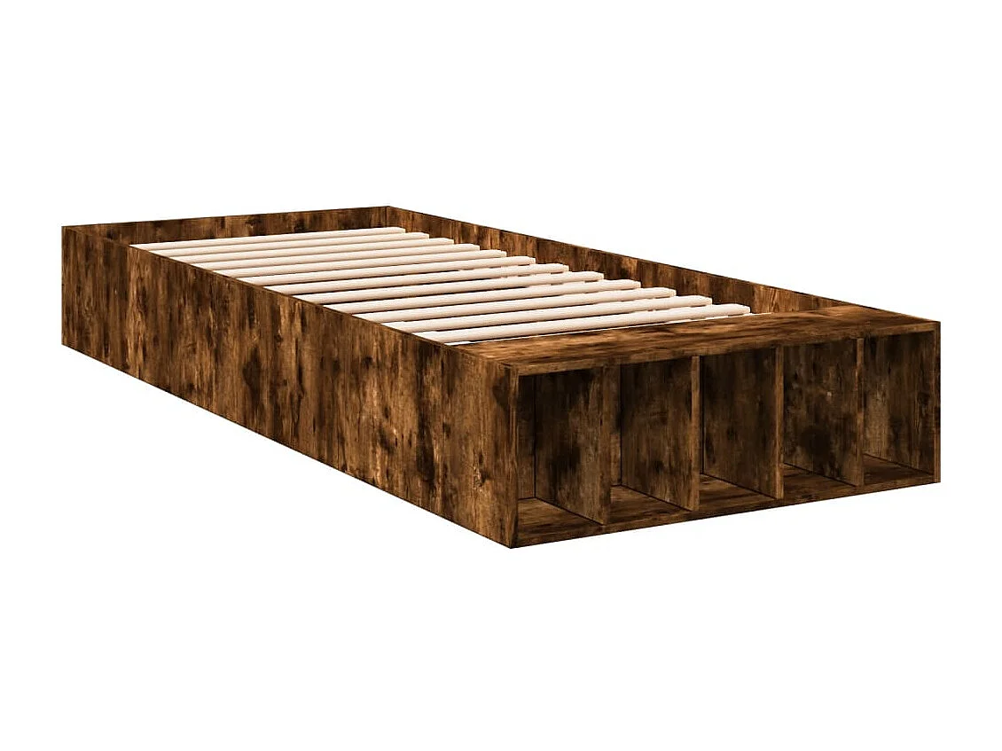 Cadre de lit sans matelas chêne fumé 90x190 cm