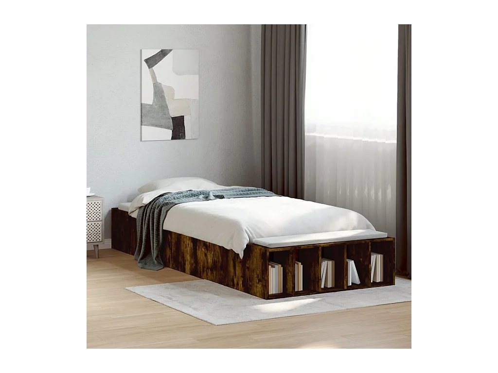 Cadre de lit sans matelas chêne fumé 90x190 cm