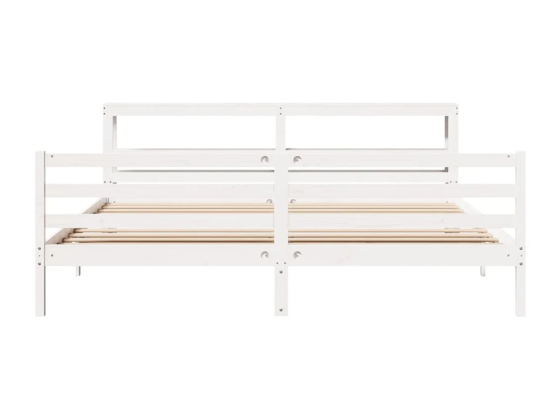 Cadre de lit sans matelas blanc 200x200 cm bois massif de pin
