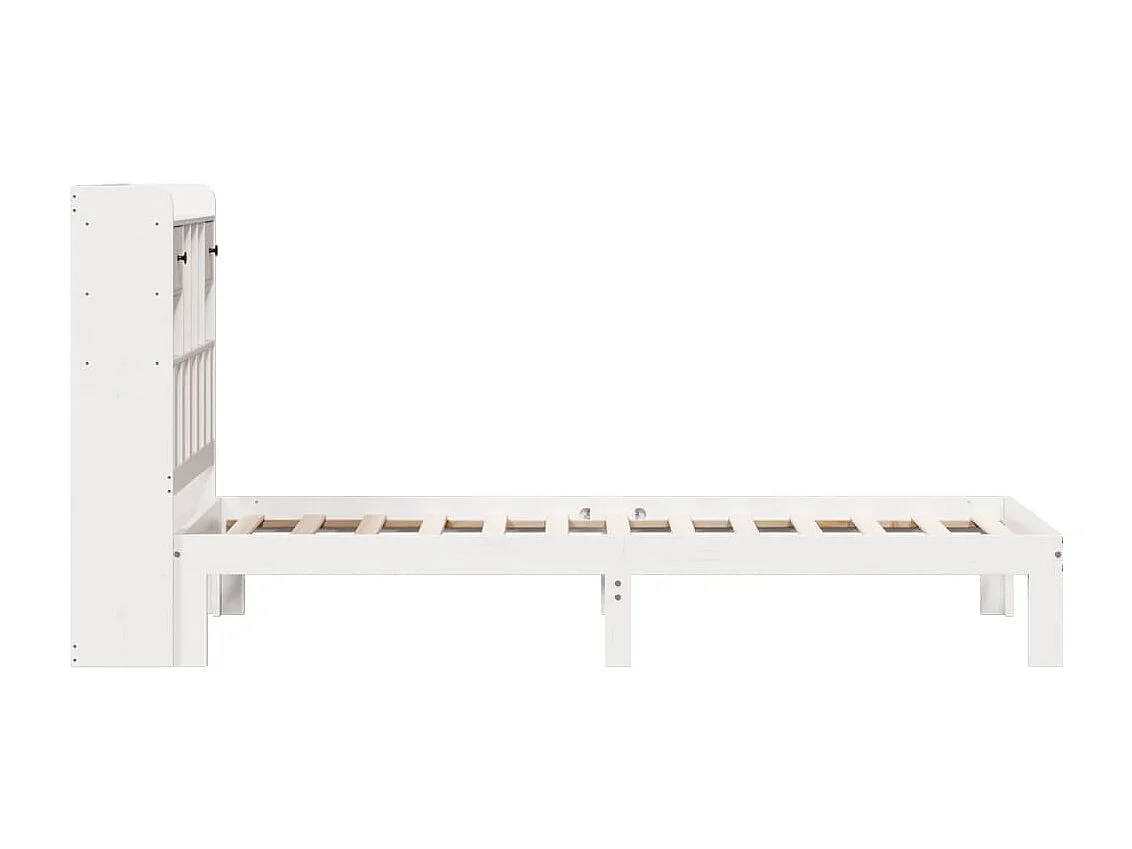 Lit bibliothèque sans matelas blanc 100x200 cm bois pin massif