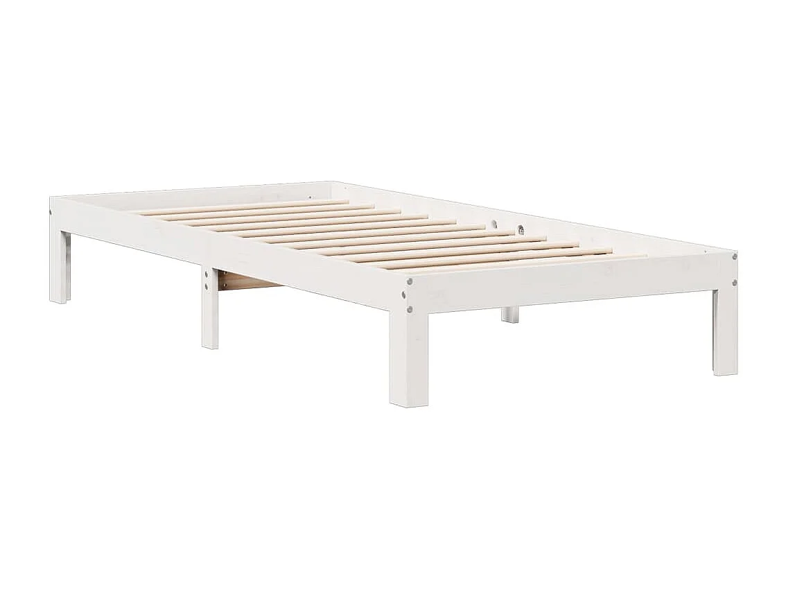Lit bibliothèque sans matelas blanc 100x200 cm bois pin massif