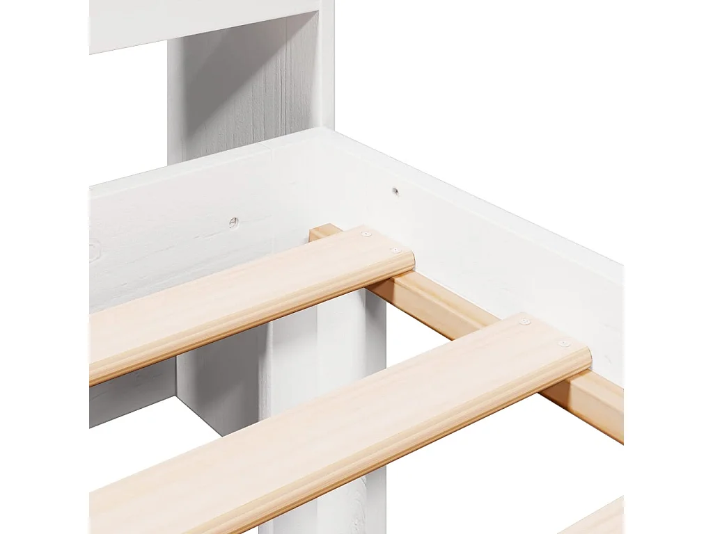 Lit bibliothèque sans matelas blanc 100x200 cm bois pin massif