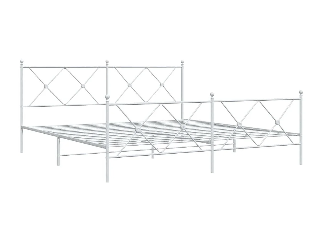 Cadre de lit métal sans matelas et pied de lit blanc 183x213 cm