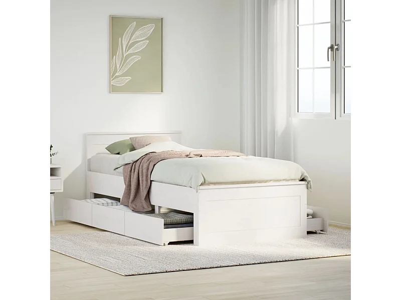 Giroletto senza Materasso con Testiera Bianco 90x200 cm Pino