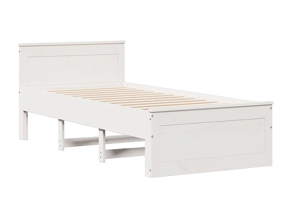 Cama sem colchão com cabeceira 90x200 cm pinho maciço branco