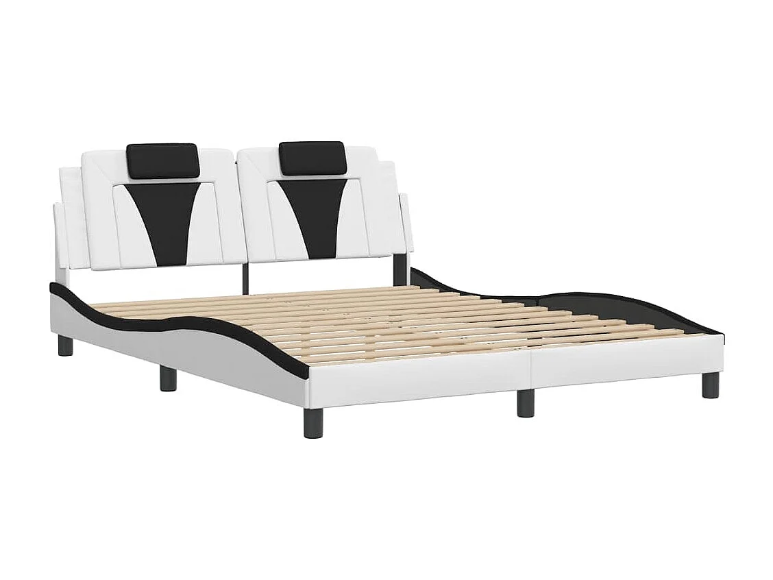 Cadre de lit sans matelas blanc et noir 160x200 cm similicuir