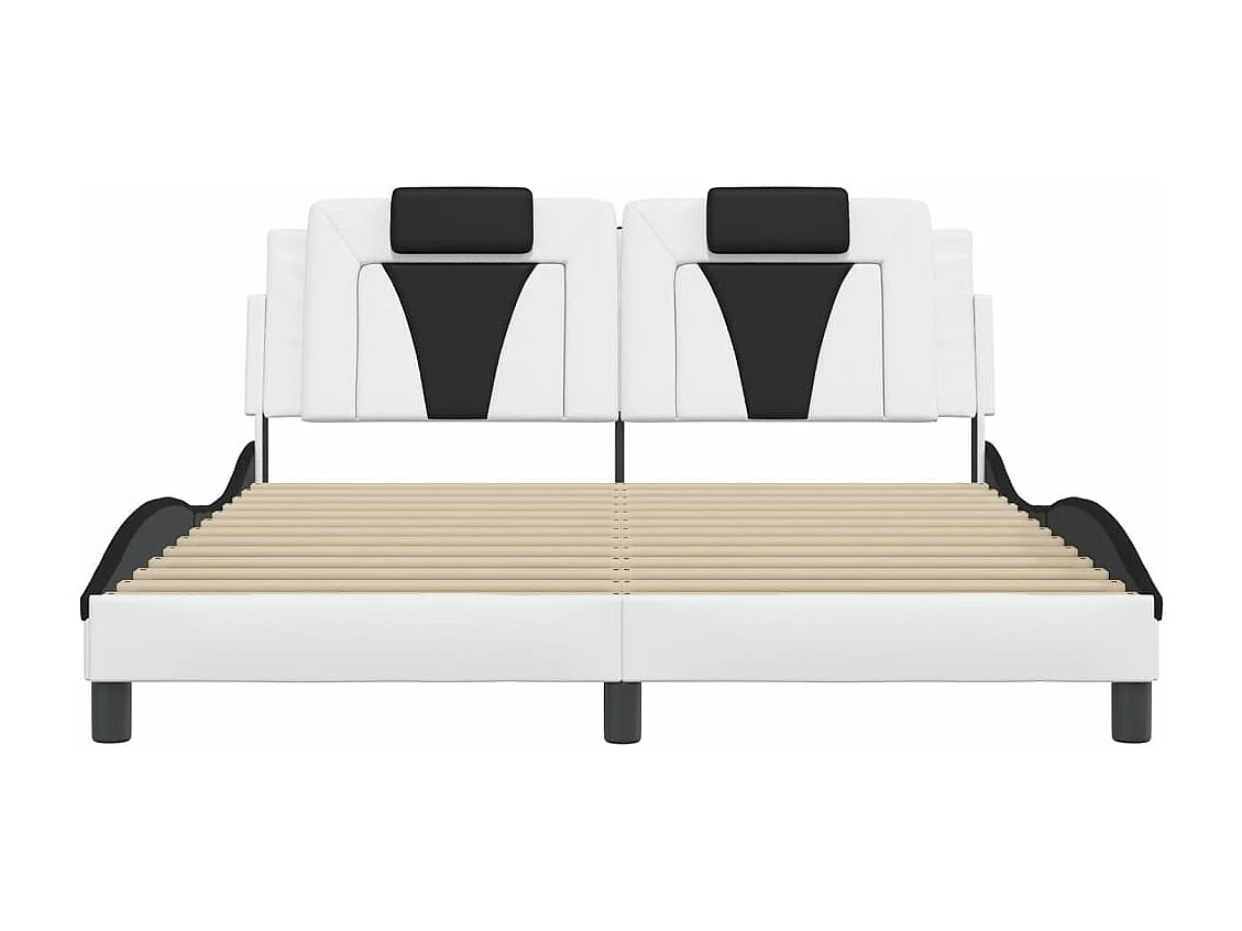 Cadre de lit sans matelas blanc et noir 160x200 cm similicuir