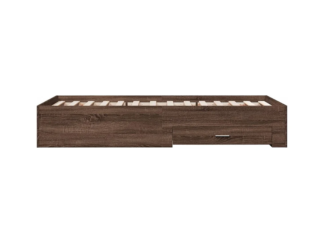 Cadre de lit avec tiroirs sans matelas chêne marron 100x200 cm