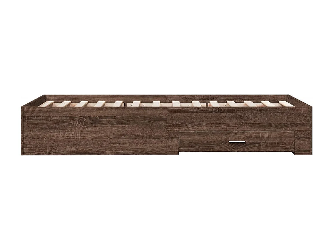 Cadre de lit avec tiroirs sans matelas chêne marron 100x200 cm