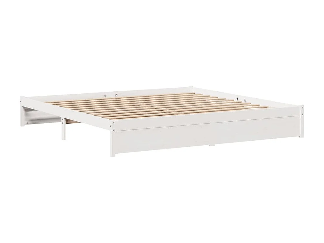 Cadre de lit sans matelas blanc 200x200 cm bois massif de pin
