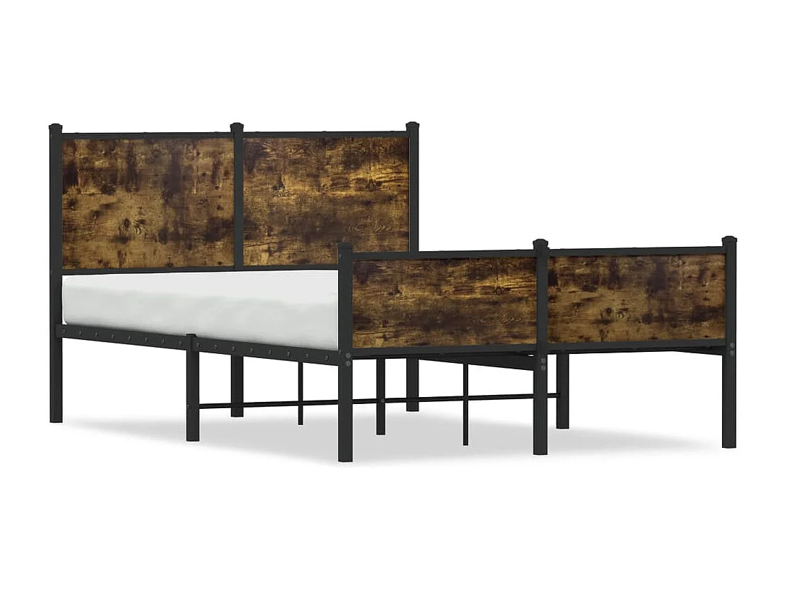 Cadre de lit en métal sans matelas chêne fumé 120x190 cm