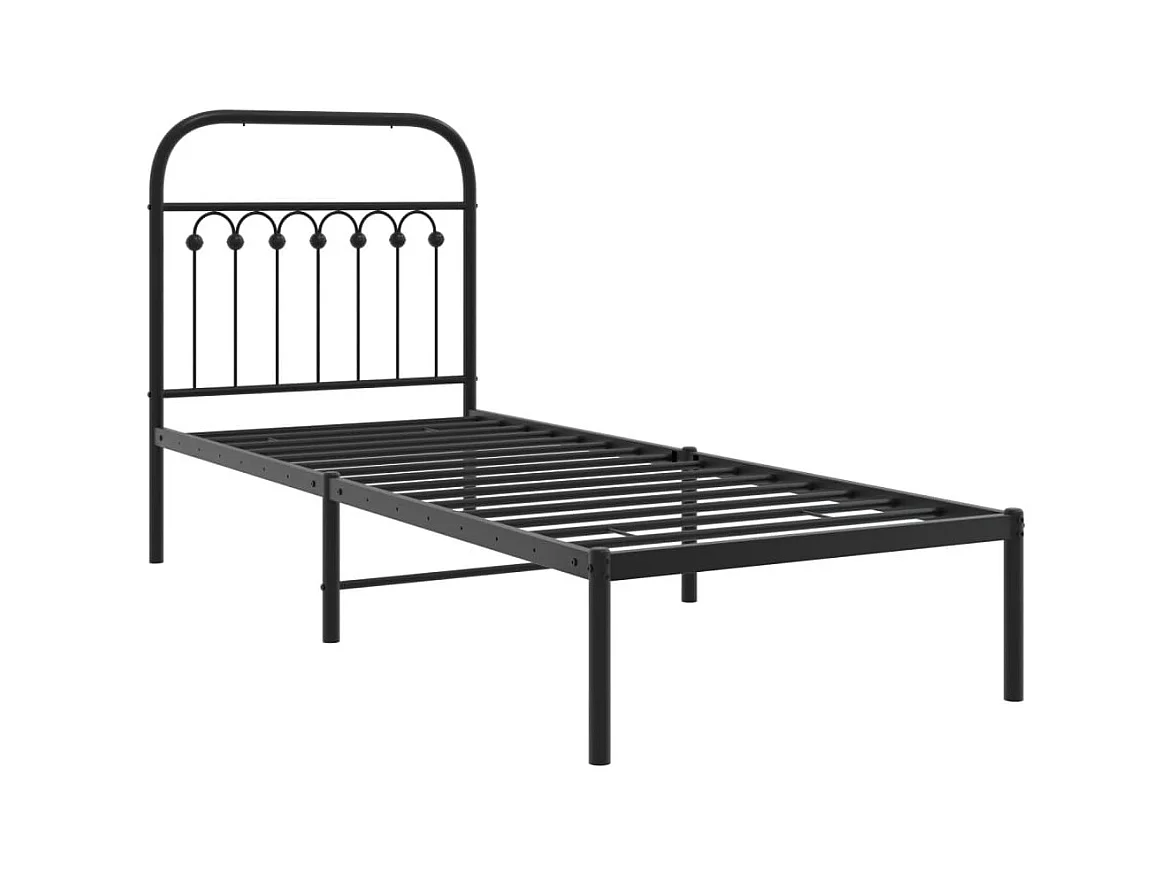 Giroletto con Testiera in Metallo Nero 80x200 cm