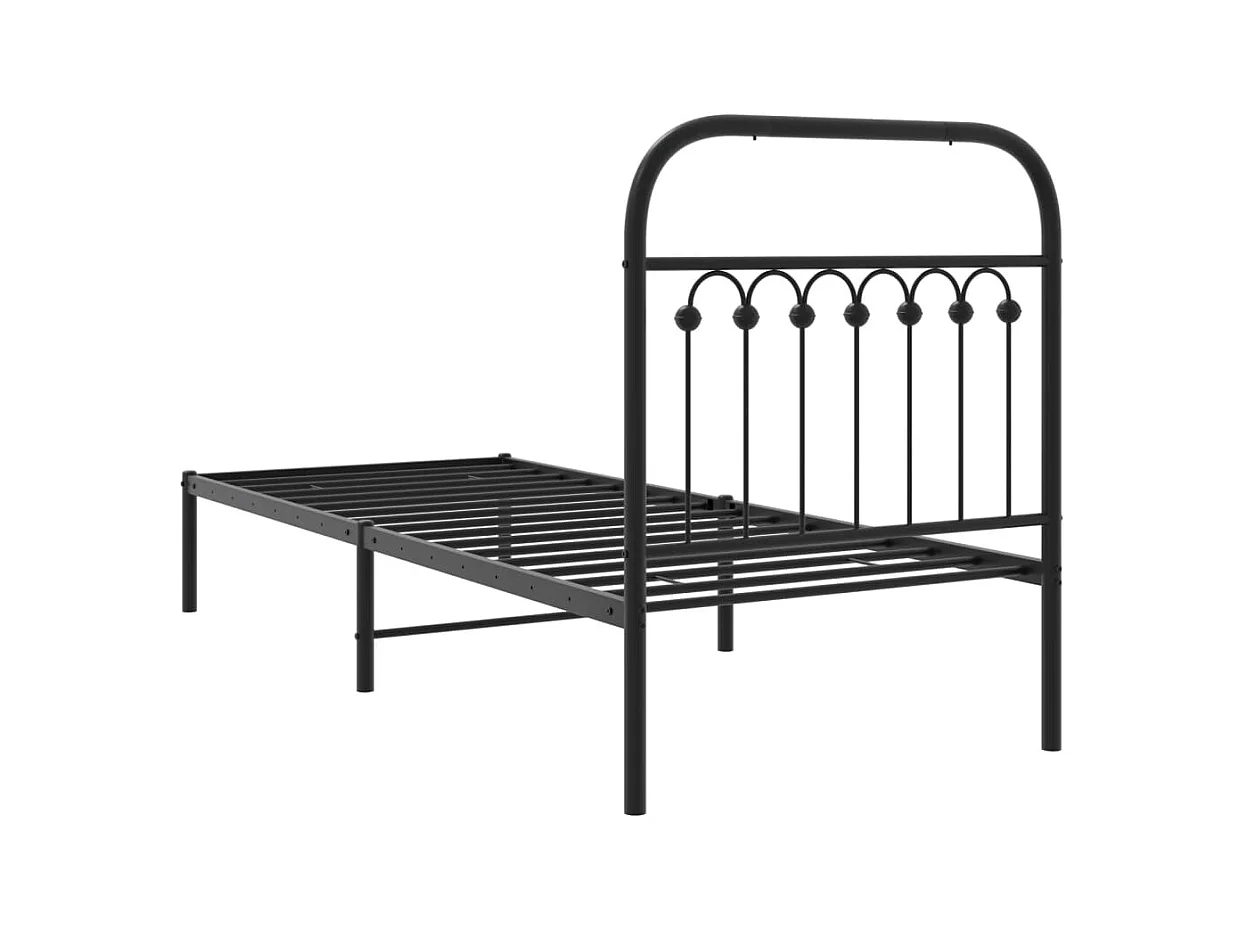 Giroletto con Testiera in Metallo Nero 80x200 cm