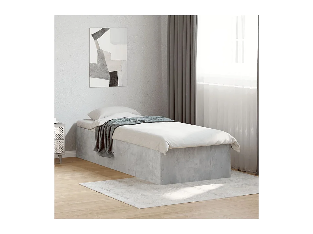 Bedframe bewerkt hout betongrijs 75x190 cm