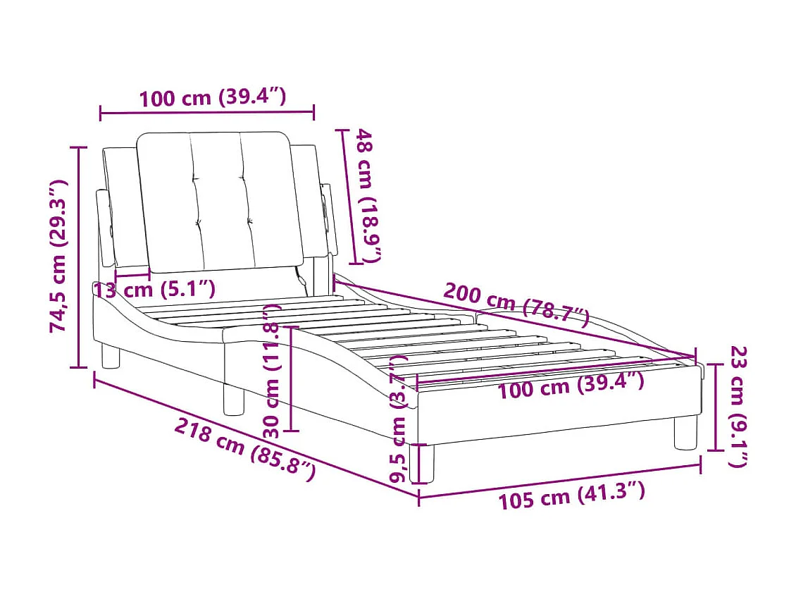 Cadre de lit sans matelas 75x190 cm bois de pin massif