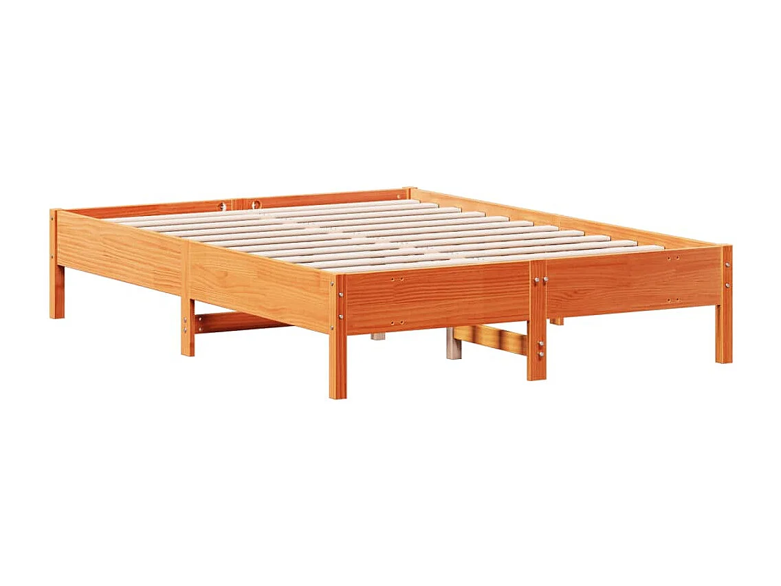 Cama sem colchão 135x190 cm madeira pinho maciça castanho-mel