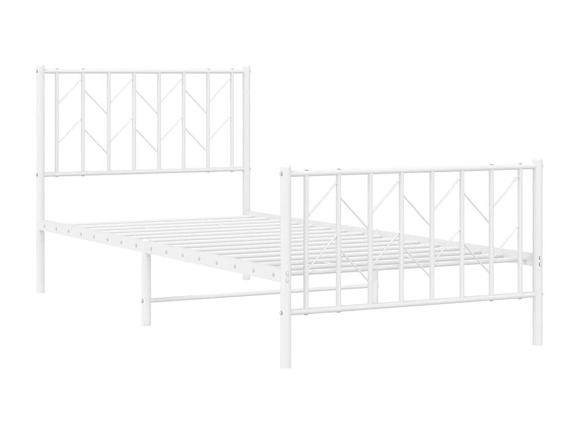 Bedframe met hoofd- en voeteneinde metaal wit 90x200 cm