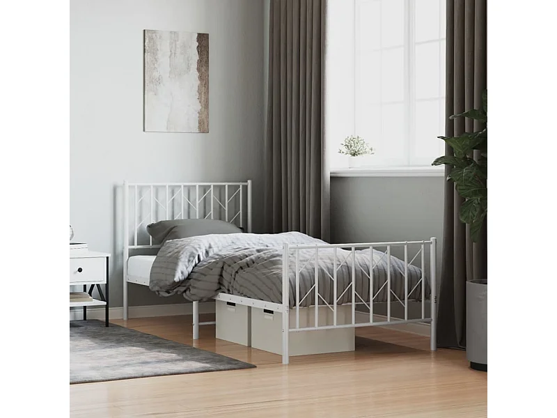 Bedframe met hoofd- en voeteneinde metaal wit 90x200 cm
