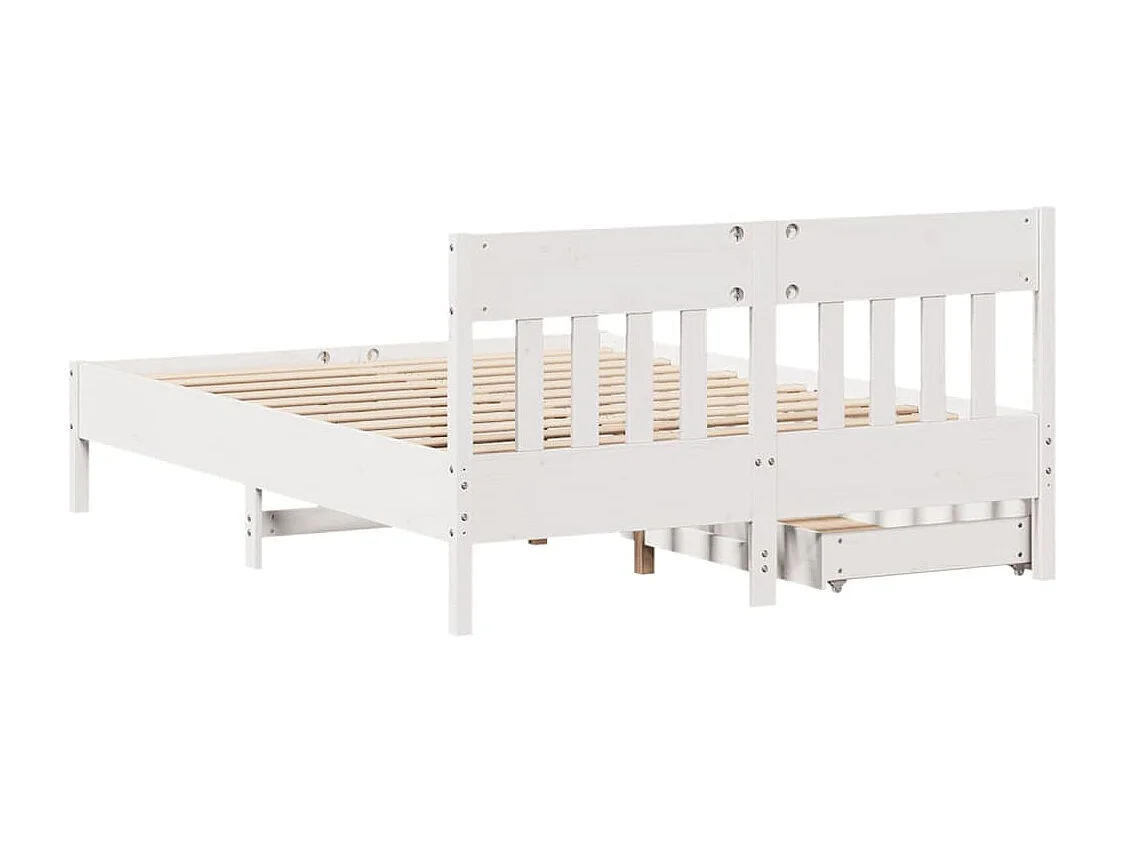 Letto senza Materasso Bianco 120x190 cm Legno Massello di Pino