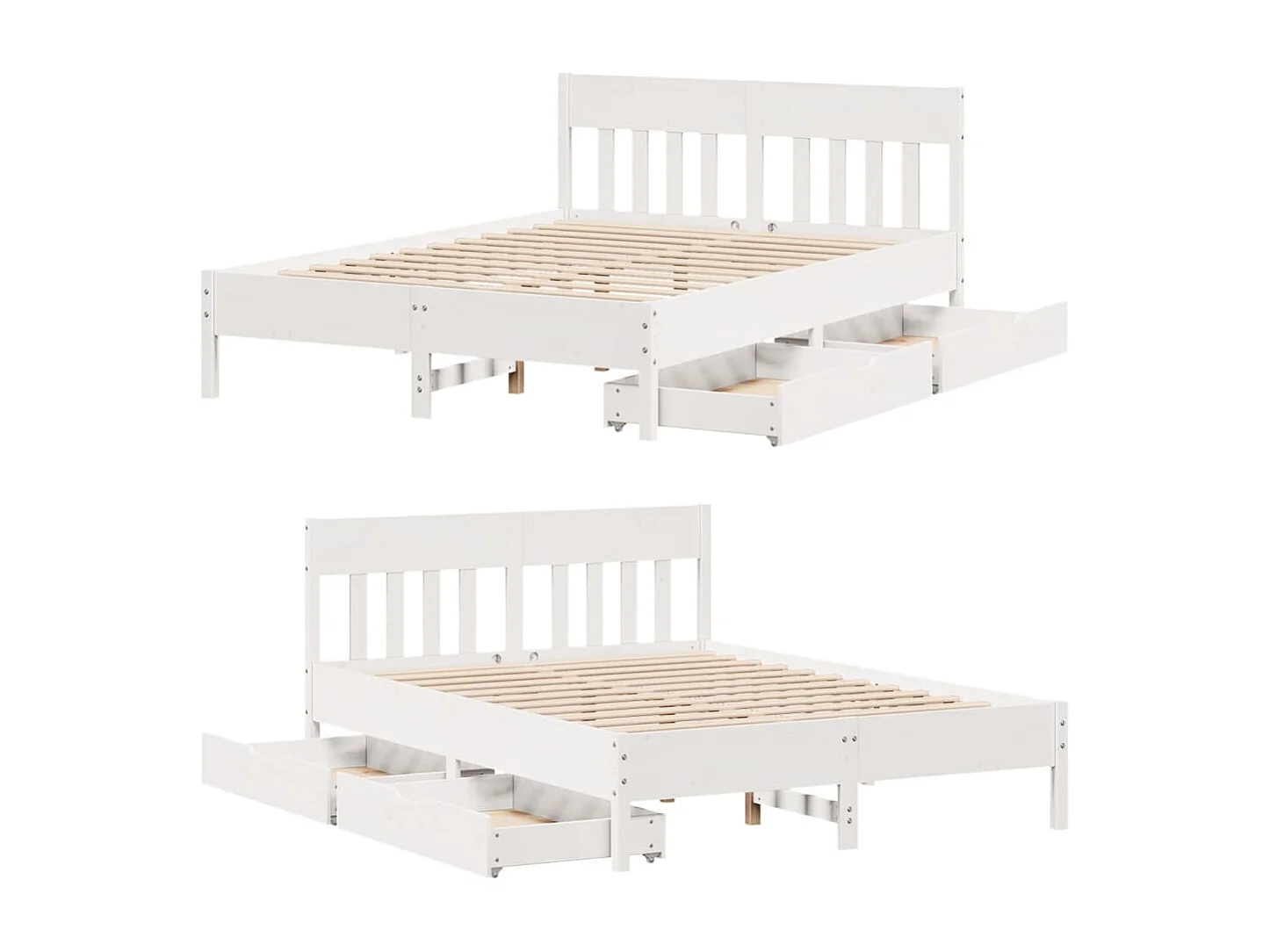 Letto senza Materasso Bianco 120x190 cm Legno Massello di Pino