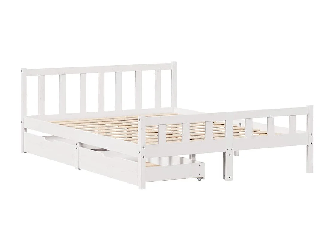 Cadre de lit sans matelas blanc 150x200 cm bois de pin massif