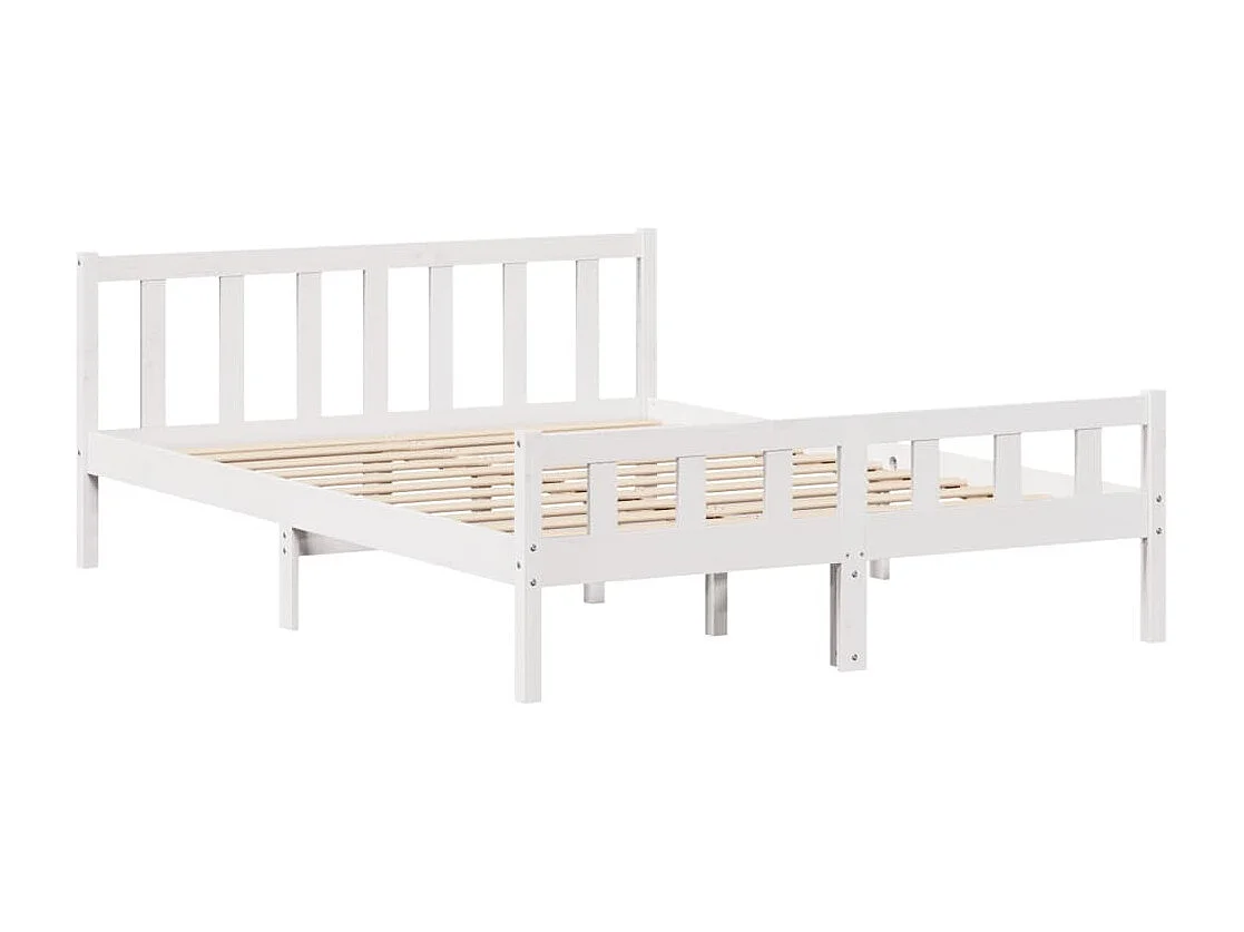 Cadre de lit sans matelas blanc 150x200 cm bois de pin massif
