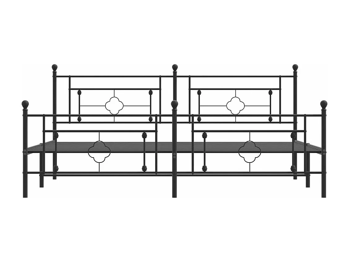 Cadre de lit métal sans matelas avec pied de lit noir 200x200cm