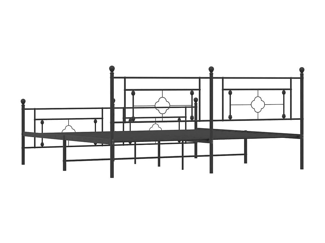 Cadre de lit métal sans matelas avec pied de lit noir 200x200cm