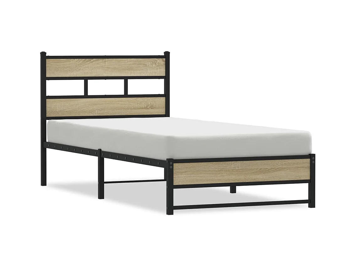 Bedframe zonder matras metaal sonoma eikenkleur 90x200 cm