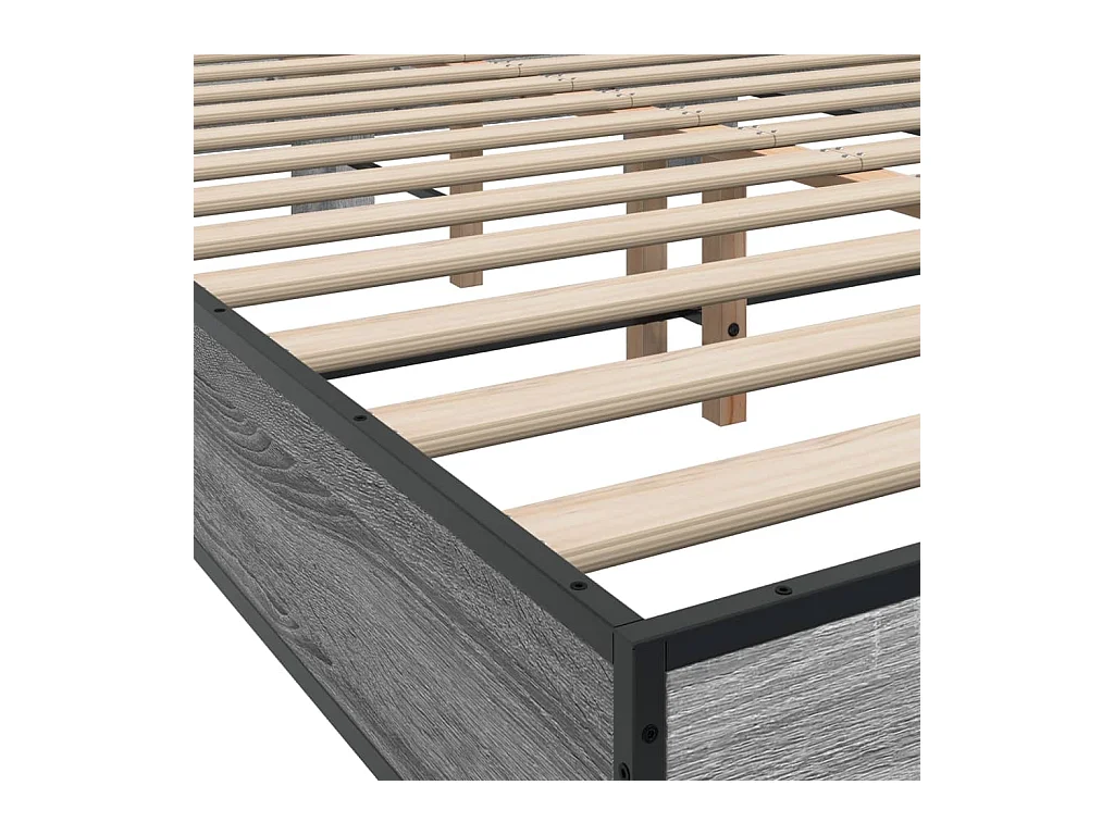 Bedframe bewerkt hout metaal grijs sonoma eiken 120x200 cm