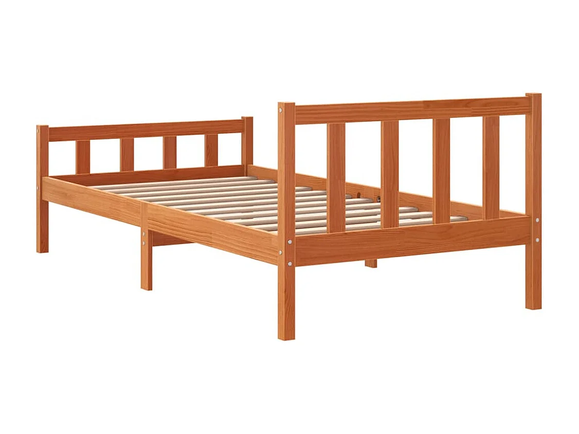 Cama sem colchão 90x190 cm madeira de pinho maciça castanho-mel