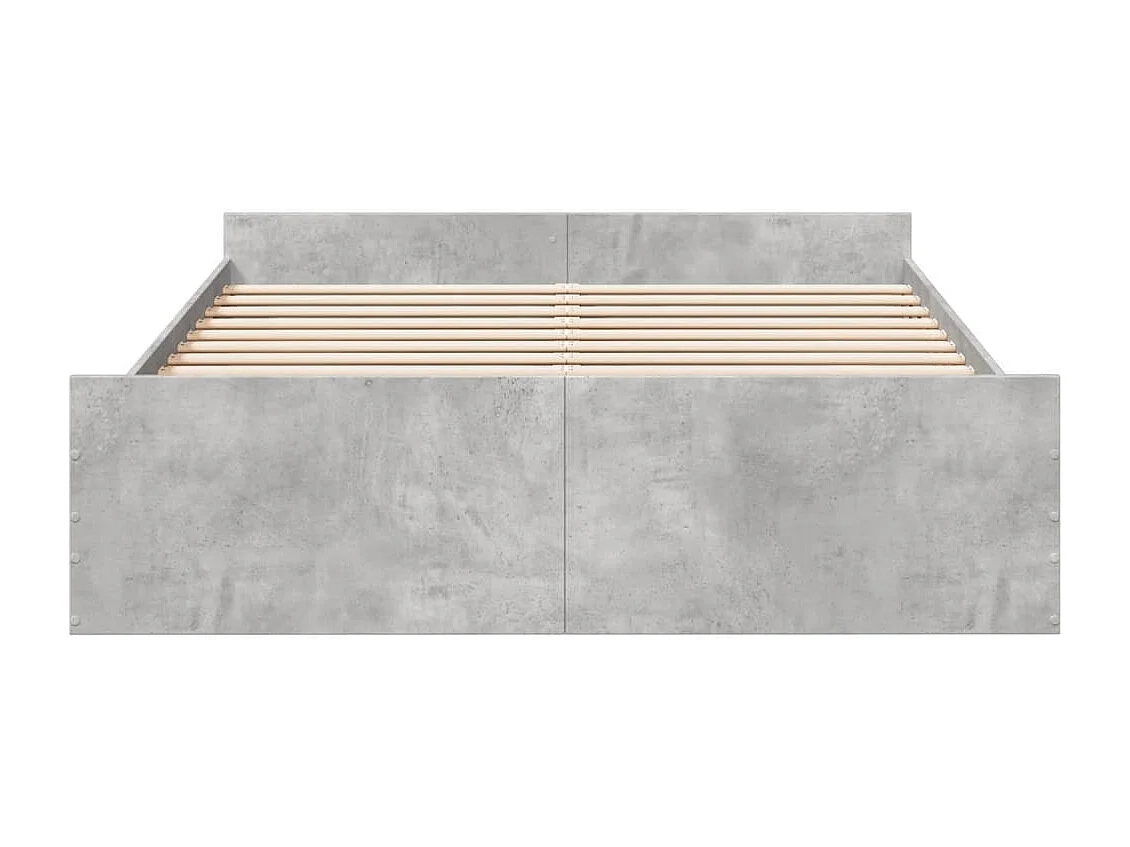 Cadre de lit avec tiroirs sans matelas gris béton 150x200 cm