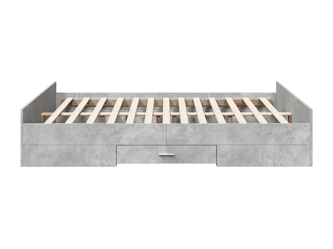 Cadre de lit avec tiroirs sans matelas gris béton 150x200 cm